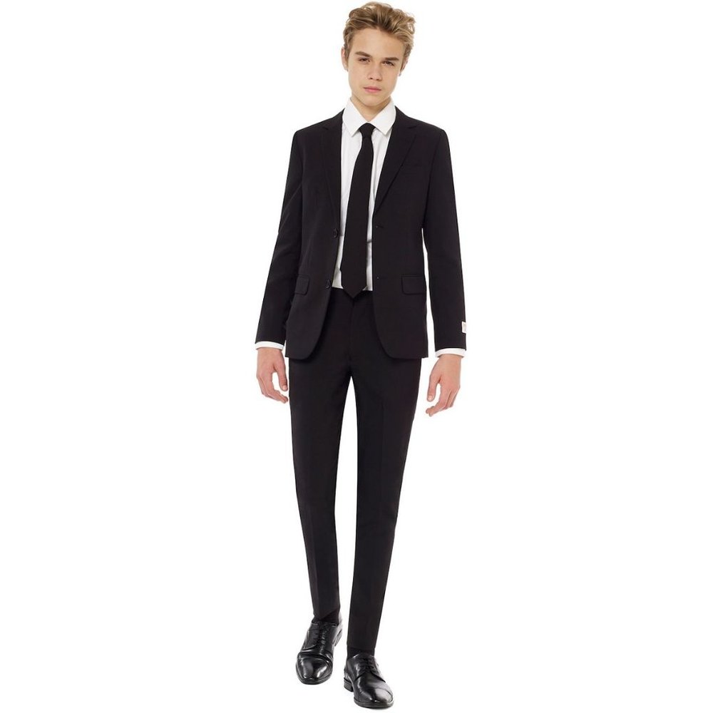 OppoSuits NWT Boys Black Knight Suit - Jacket Pants & Tie 10